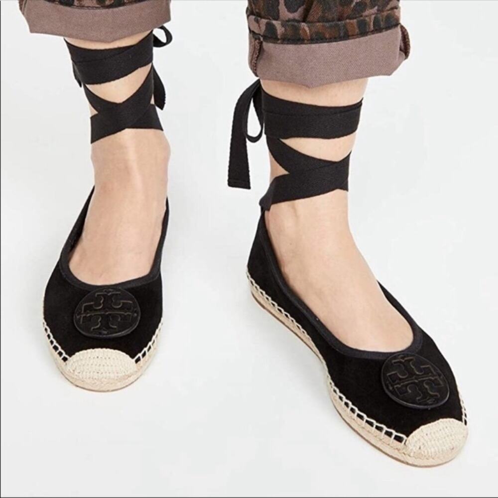 Tory Burch Minnie Ballet Suede Wedge Espadrilles Size 8